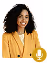 Smiling young woman with curly hair wearing a yellow blazer and white shirt.